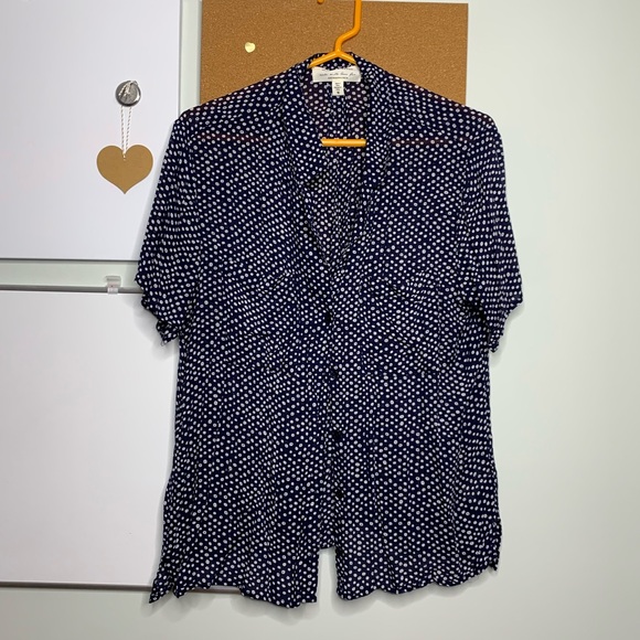 Cloth & Stone Dana Button-Down Blouse Blue & White Medium - Picture 5 of 11